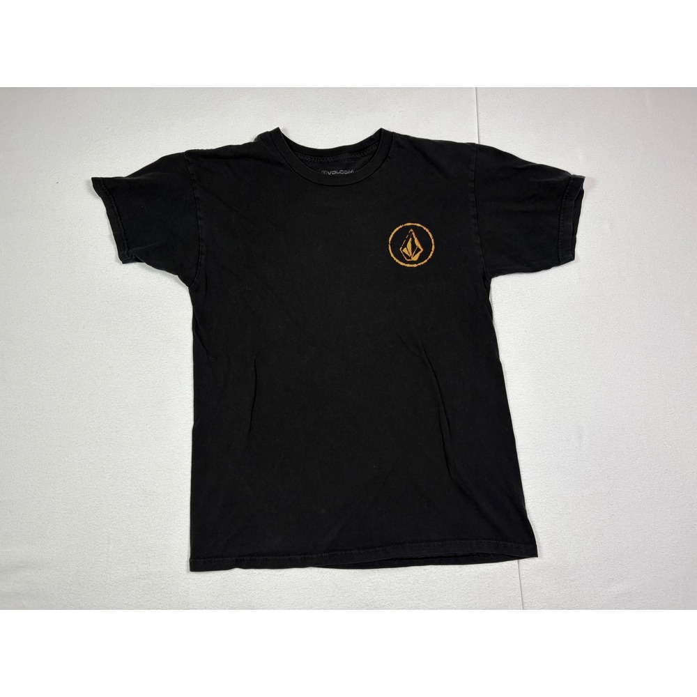 Volcom Mens Black Graphic T-Shirt Short Sleeve Stone Logo Size Medium